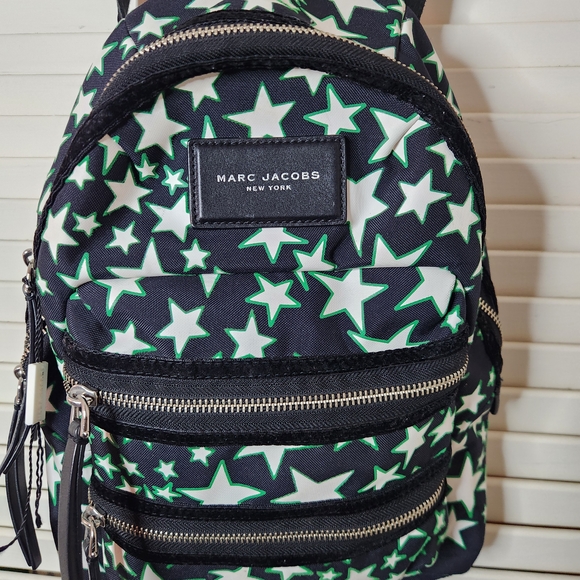 Marc Jacobs Handbags - Marc Jacobs Black and Green Star Nylon Mini Backpack